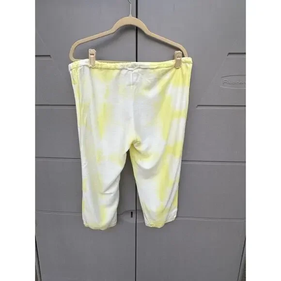 Chaser Yellow Tie Dye Drawstring Lounge Cropped Jogger Sweatpants Size Med NWT - Picture 7 of 11